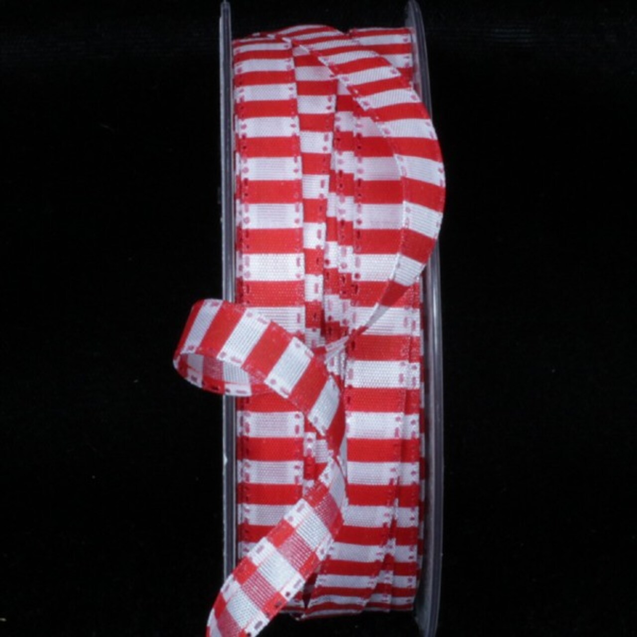 The Ribbon People Red and White Striped Capri Wire Edged Craft Ribbon 0.25&#x22; x 110 Yards
